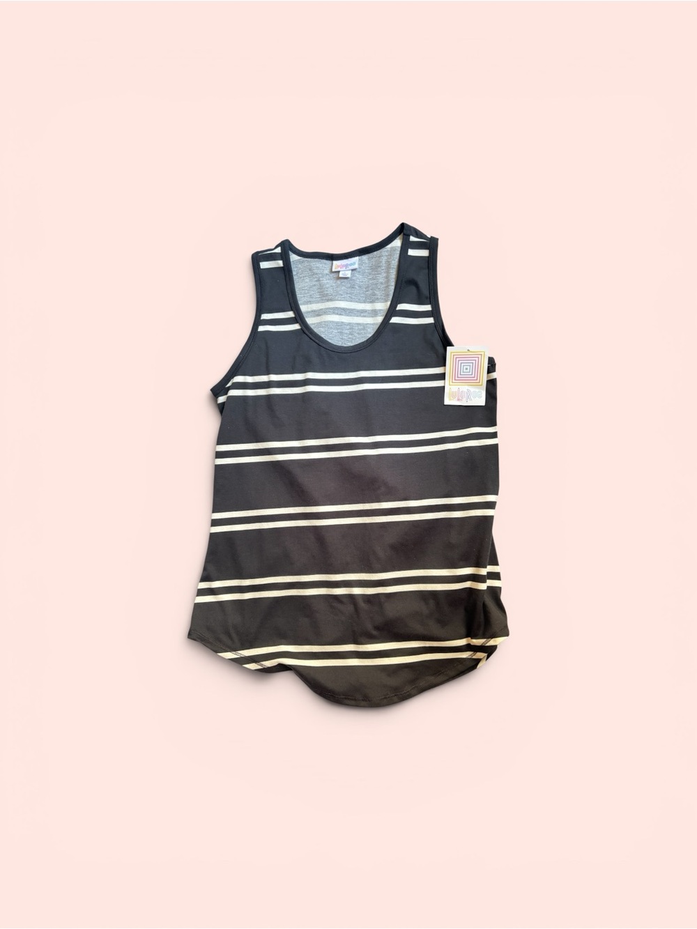 LuLaRoe Black and Cream Striped Tank Top